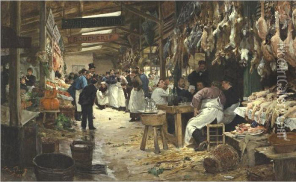 Les Halles, Paris Oil Painting - Victor-Gabriel Gilbert