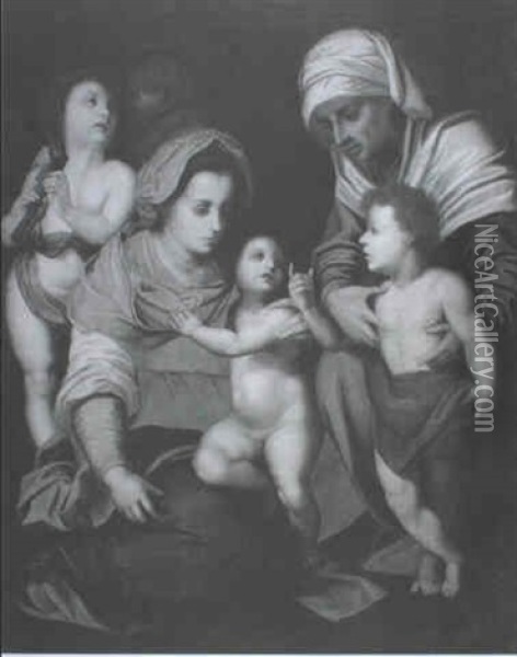 Maria Und Elisabeth Mit Dem Christusknaben Und Dem Kleinen  Johannes Oil Painting - Andrea Del Sarto