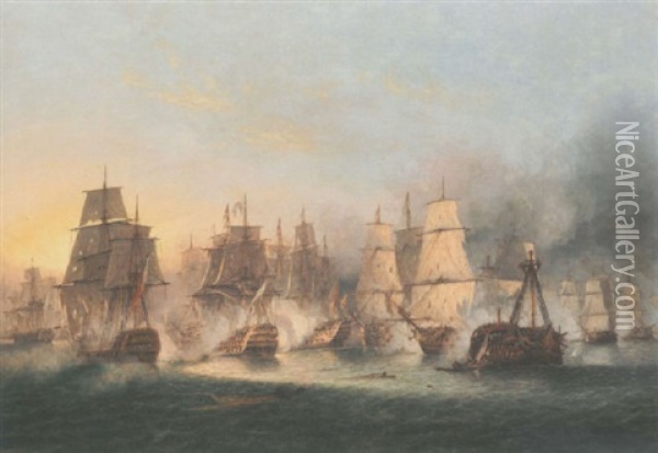 The Battle Of The Saintes, 12th April 1782 Oil Painting - Thomas Luny