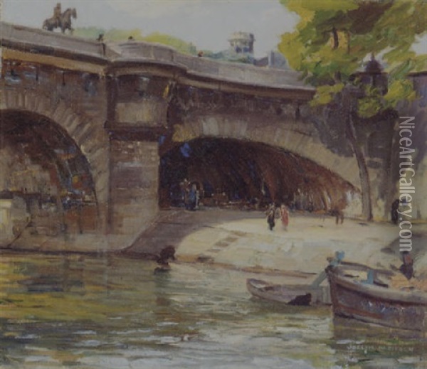 Under The Bridge, Paris Oil Painting - Joseph Kleitsch