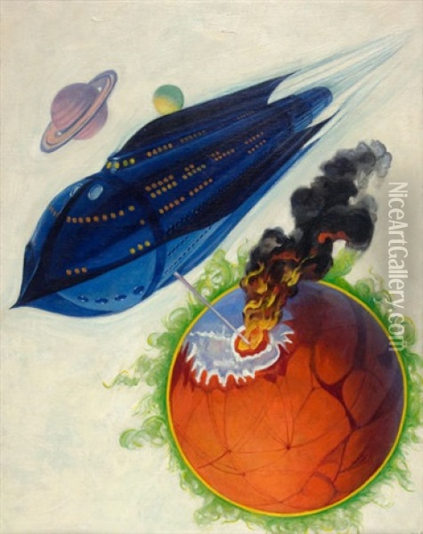 Life Eternal, Thrilling Wonder Stories Cover, February 1938 Oil Painting - Howard V. Brown