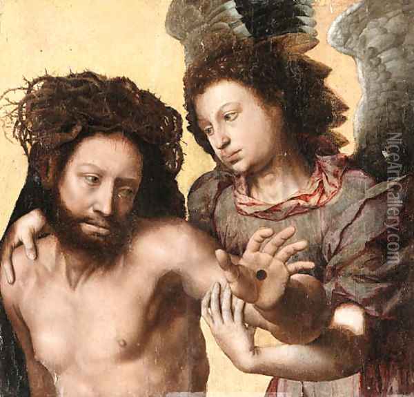 The Risen Christ with an Angel Oil Painting - Flemish School