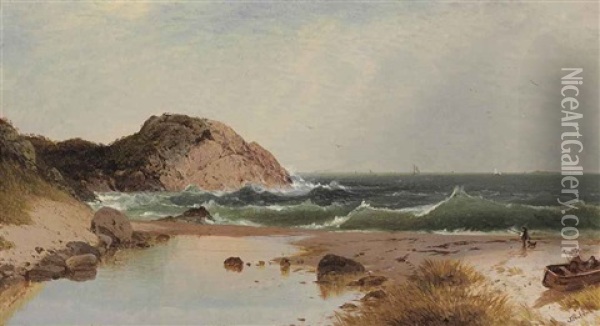 Beach Scene At Eagle Rock, Manchester-by-the-sea Oil Painting - John Frederick Kensett