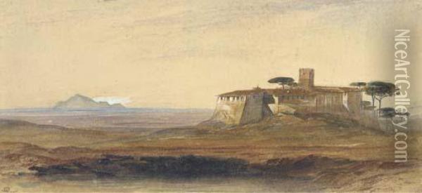 Campagna Di Roma, Cervara Oil Painting - Edward Lear