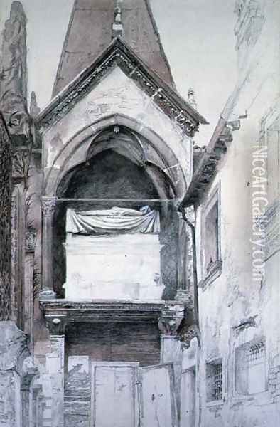 The Tomb of Cangrande I d.1329, Santa Maria Antica, Verona Oil Painting - John Ruskin