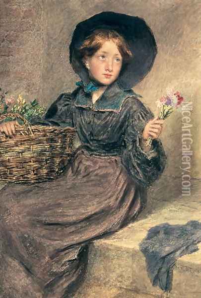 The Flower Girl Oil Painting - William Henry Hunt