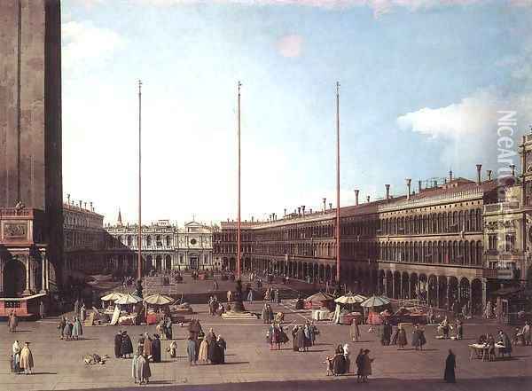 Piazza San Marco, Looking toward San Geminiano Oil Painting - (Giovanni Antonio Canal) Canaletto