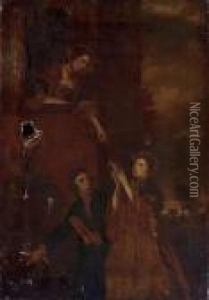 Charles James Fox, Lady Sarah Bunbury Oil Painting - Sir Joshua Reynolds