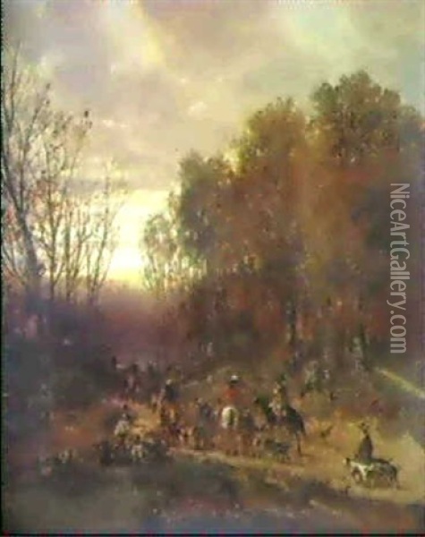 Falkenjagd Oil Painting - Ludwig Munthe