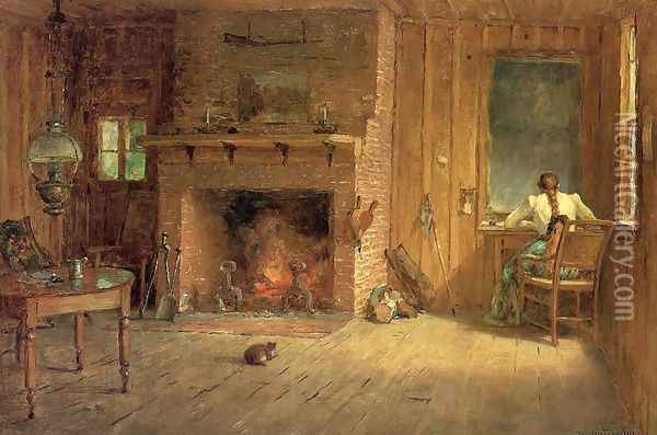 The Club House Sitting Room at Balsam Lake, Catskills Oil Painting - Thomas Worthington Whittredge