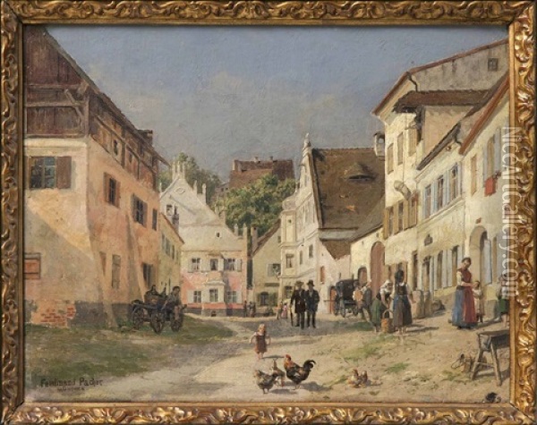 Belebte Dorfstrase Oil Painting - Ferdinand Pacher