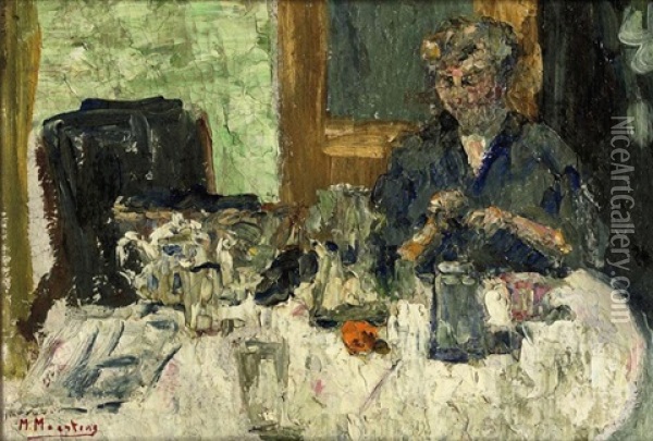 Having Breakfast Oil Painting - Medard Maertens