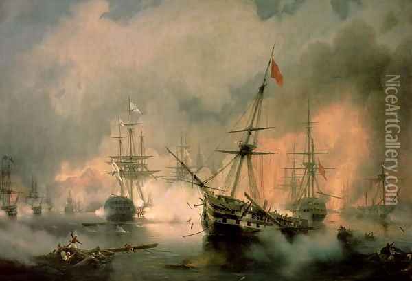 The Battle of Navarino 20th October 1827 1846 Oil Painting - Manuel Cabral Cabral y Aguado Bejarano