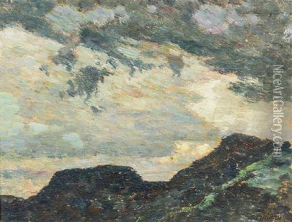 Landscape With Blue Mountains Oil Painting - Walter Griffin