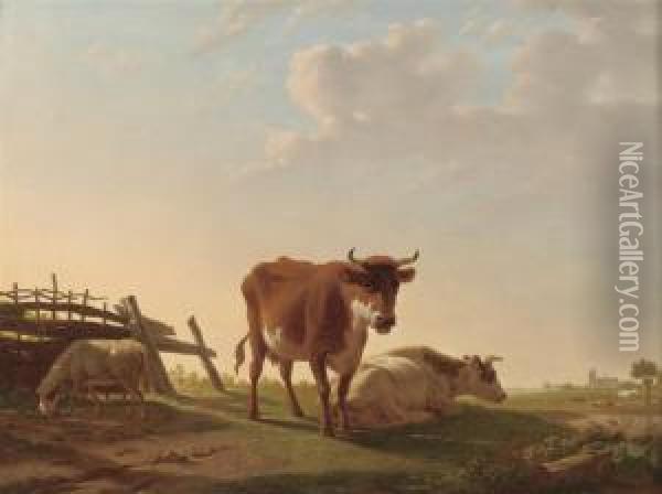 Resting Cattle Oil Painting - Janbaptist Ii Kobell
