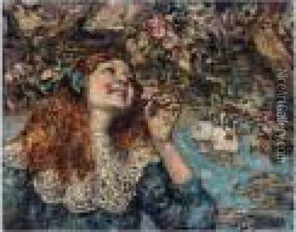 A Young Girl With Swans Oil Painting - Edward Atkinson Hornel