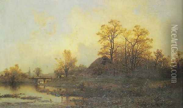 Landscape with a Bridge Oil Painting - Zygmunt Sidorowicz