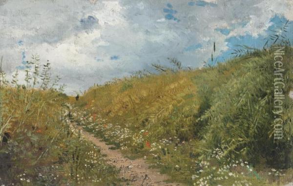 Road Through A Dell Oil Painting - Il Ia Efimovich Repin