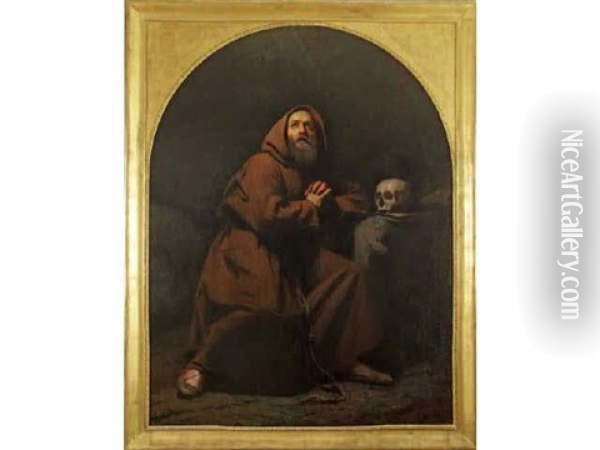 Saint Francois D'assise Oil Painting - Adolphe Felix Cals