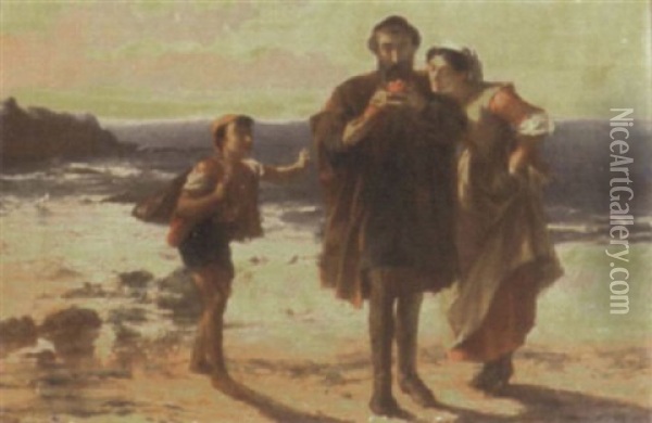 Columbus At Porto Santo Oil Painting - Alfred W. Elmore