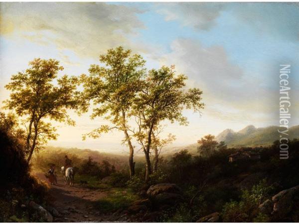 Weite Abendliche Landschaft Mit Jungenbaumen Oil Painting - Willem Bodemann