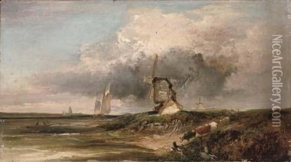 Old Mills On The Thames Oil Painting - Edward Charles Williams