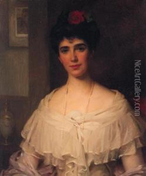 Portrait Of Mrs Kirk Of Carrickfergus Oil Painting - William Samuel Henry Llewellyn
