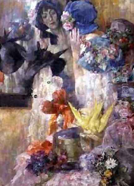 The Blue Hat 1917 Oil Painting - Arthur Navez
