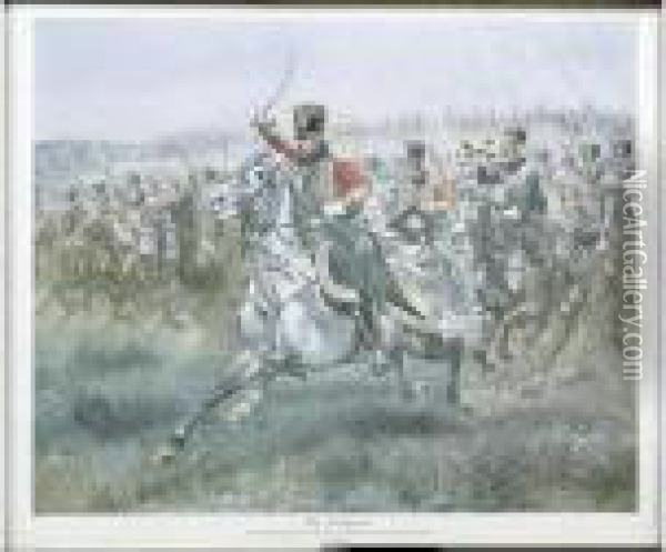Vive L'empereur. La Charge Du 4e Regiment De Hussards A... Oil Painting - Jean Baptiste Edouard Detaille