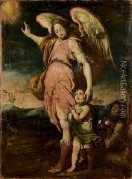 L'angelo Custode Oil Painting - Giulio Cesare Procaccini
