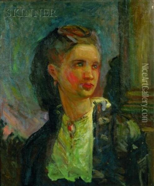 Portrait Of A Young Woman Oil Painting - Robert Henry Logan