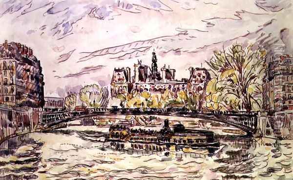 Pont Louis-Phillipe, Paris, 1928 Oil Painting - Paul Signac