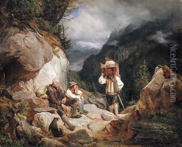 Rest on the Mountain Oil Painting - Hermann Kauffmann