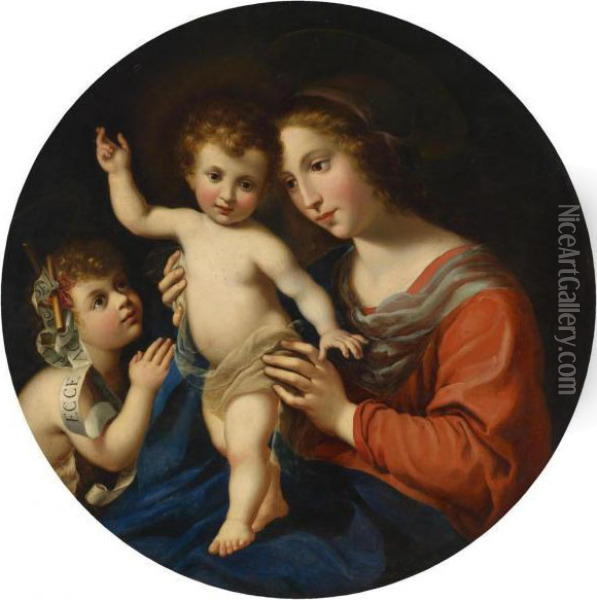 The Virgin And Child With The Infant Baptist Oil Painting - Carlo Dolci