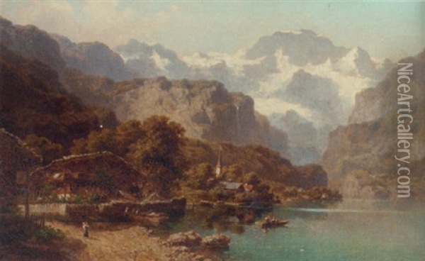 The Jungfrau Mountain Oil Painting - Joseph Nikolaus Butler