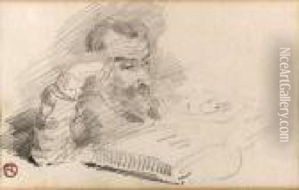 Homme Lisant Oil Painting - Henri De Toulouse-Lautrec