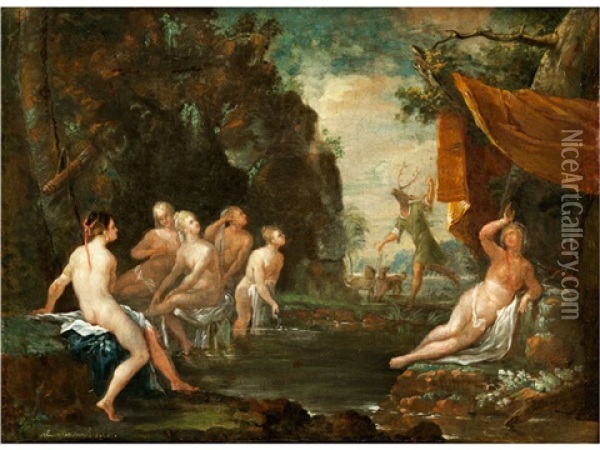 Diana Und Aktaeon Oil Painting - Abraham van Cuylenborch