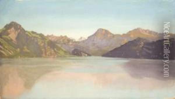 Paysage Au Grand Lac Oil Painting - Xaver Schwegler