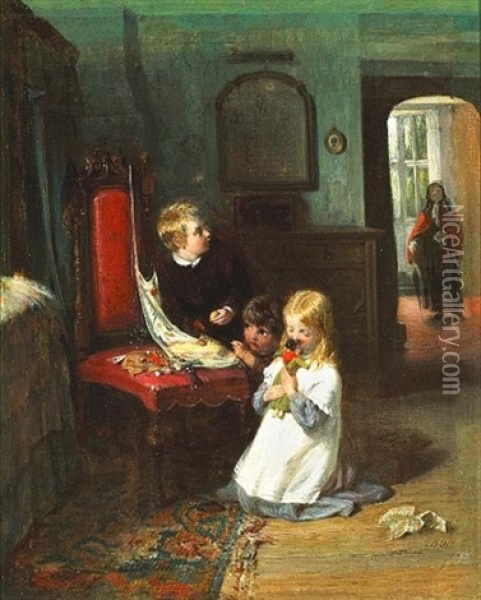 Granny's Visit Oil Painting - George Bernard O'Neill