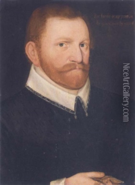 Portrait Of A Gentleman Wearing A Black Doublet And A White Collar Oil Painting - Hieronymus Custodis