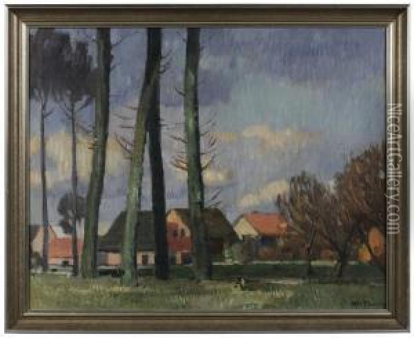 Landscape With Farm Oil Painting - Otto Rauth