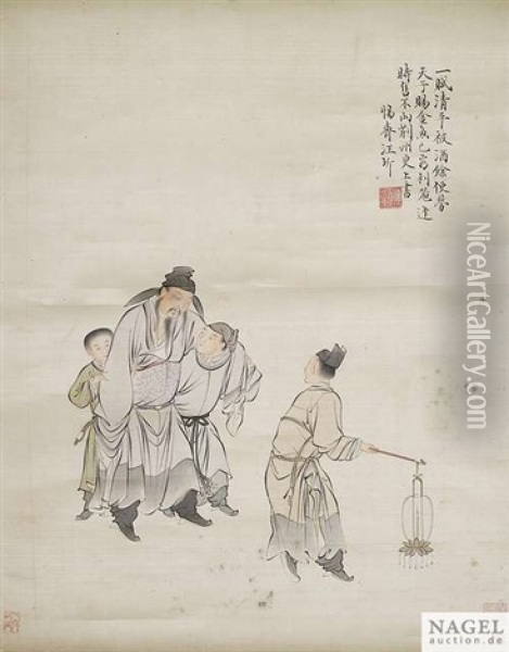 Der Betrunkene Dichter Li Taibo Oil Painting -  Wang Qi