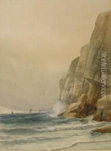 Cliffs And Sea Oil Painting - George Howell Gay