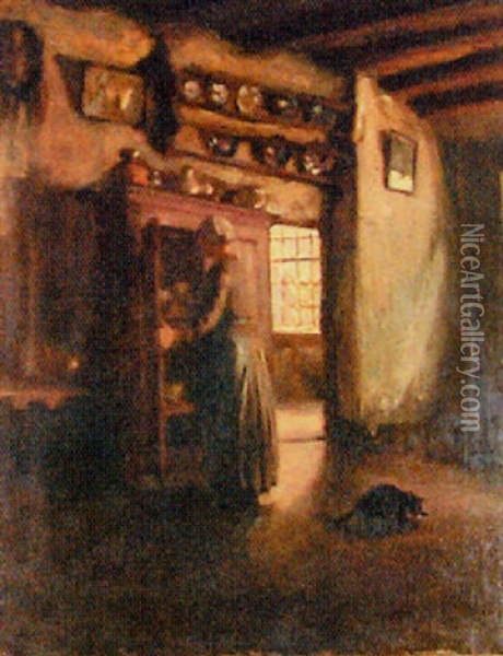 Interior Scene Oil Painting - Roland Lary