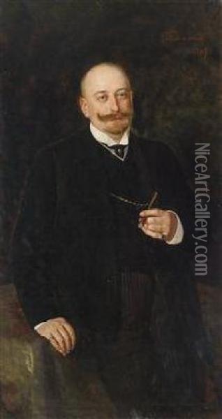 Portrait Of Agentleman Oil Painting - Nikolai Kornilovich Bodarevsky
