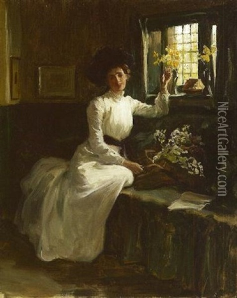 Emblems Of Spring Oil Painting - George Percy R. E. Jacomb-Hood