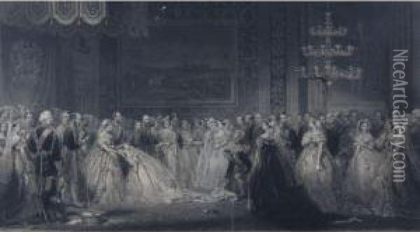 A Drawing Room At St. James's Palace In The Reign Of Victoria Oil Painting - Frederick Stacpoole