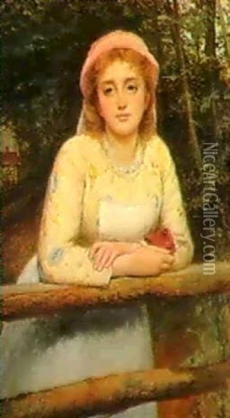 A Rustic Beauty Oil Painting - Charles Sillem Lidderdale