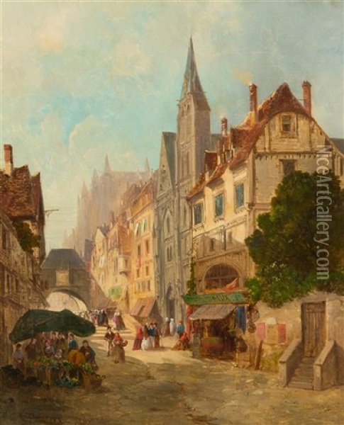 Street Scene Oil Painting - Cornelis Christiaan Dommelshuizen