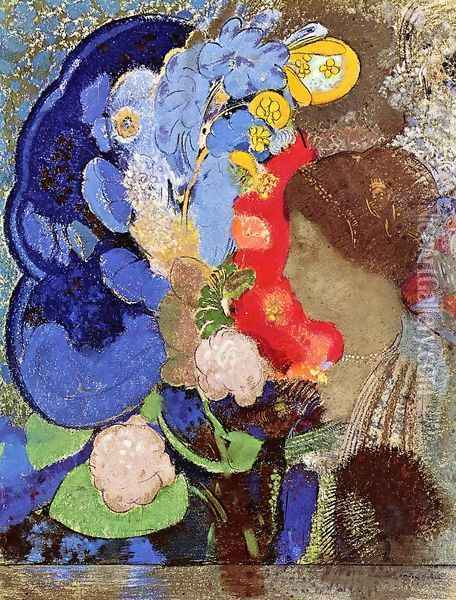 Woman with Flowers Oil Painting - Odilon Redon